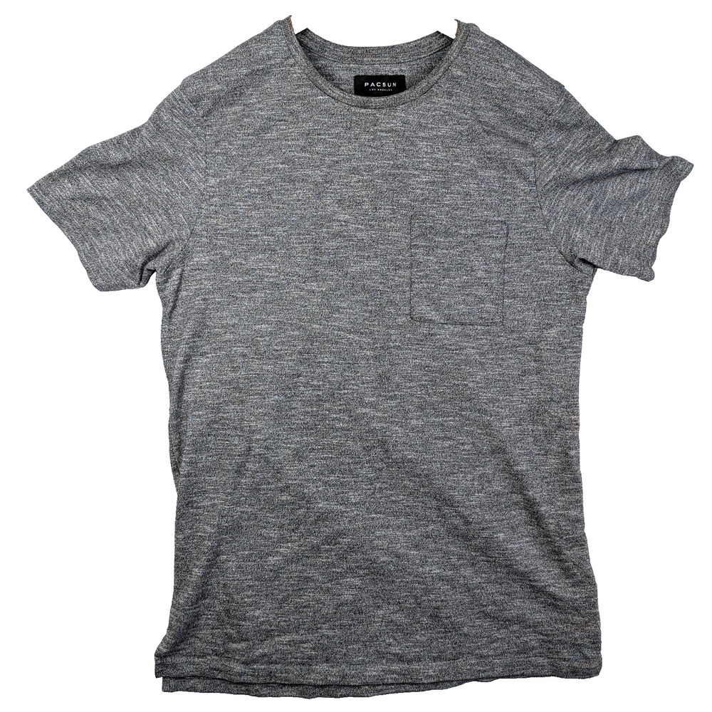 Pacsun Short Sleeve Gray Heathered T-Shirt L Large Crew Neck Chest Pocket